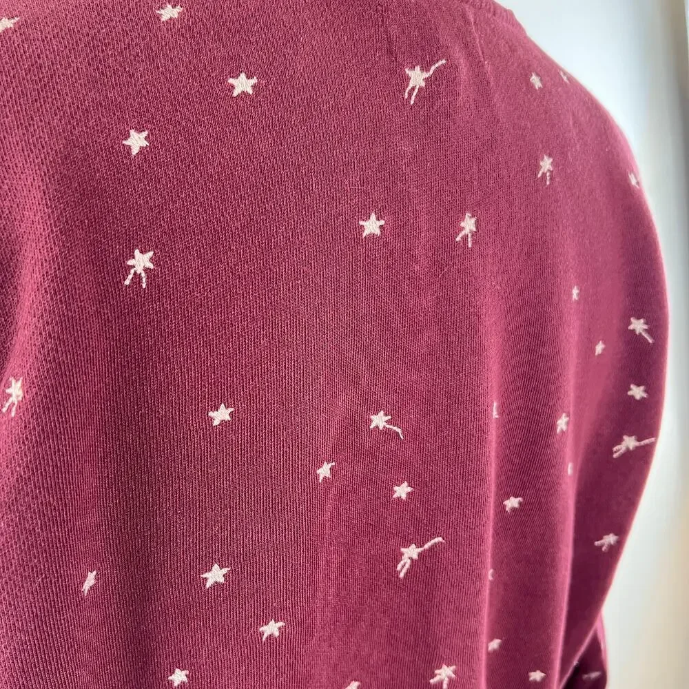 Lou & Grey Burgundy Long Sleeve Crewneck Shooting Star Terry Sweatshirt Size S
